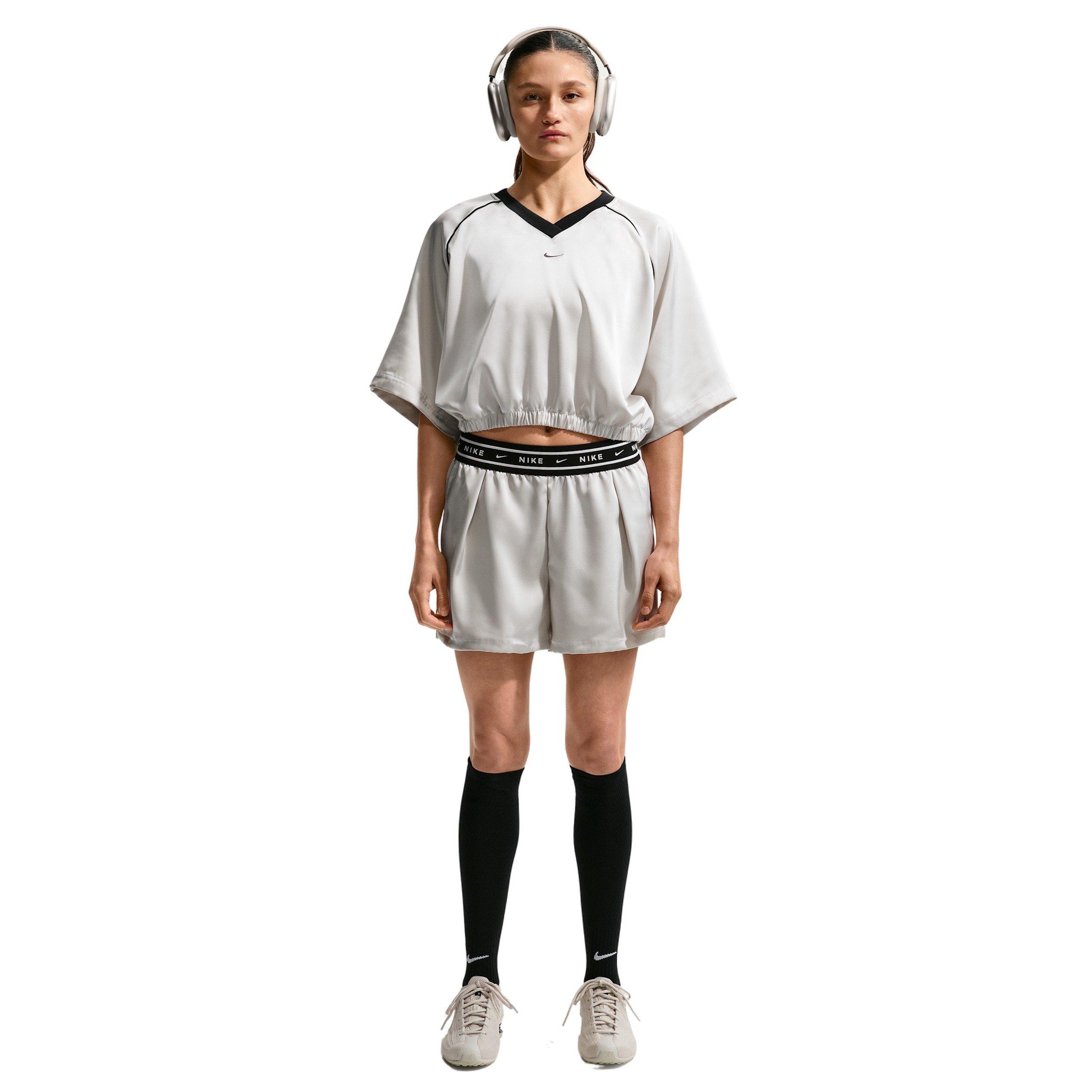 Nike Women's Sportswear Oversized Satin Top - GREY/BLACK